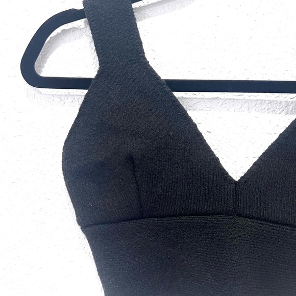 Zara knit cropped Textured Black Bra Top tank  S - Picture 5 of 8
